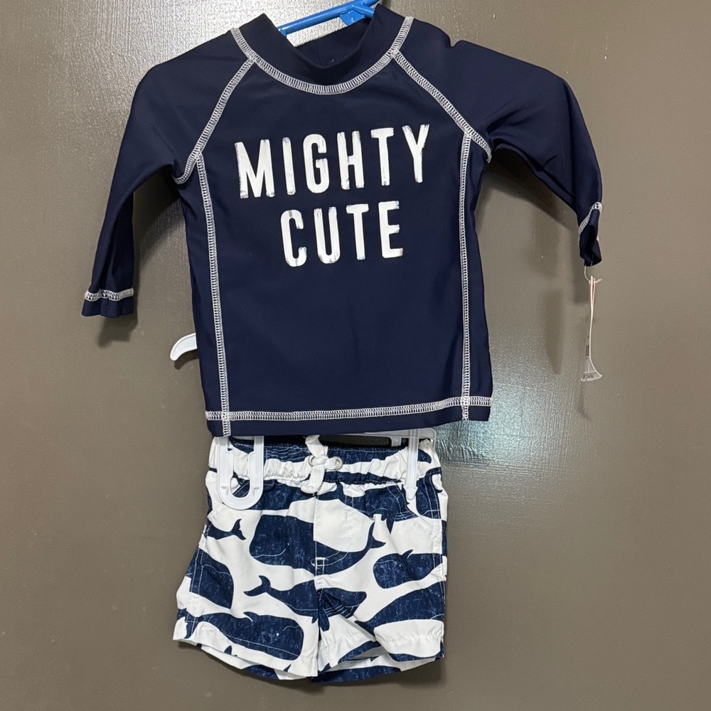 Carter's Navy 'Mighty Cute' Rashguard Set